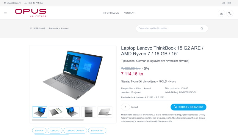 Opus - Laptopi, desktop računala, monitori